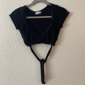 Urban Outfitters “Mimi Cutout Wrap Top” in black